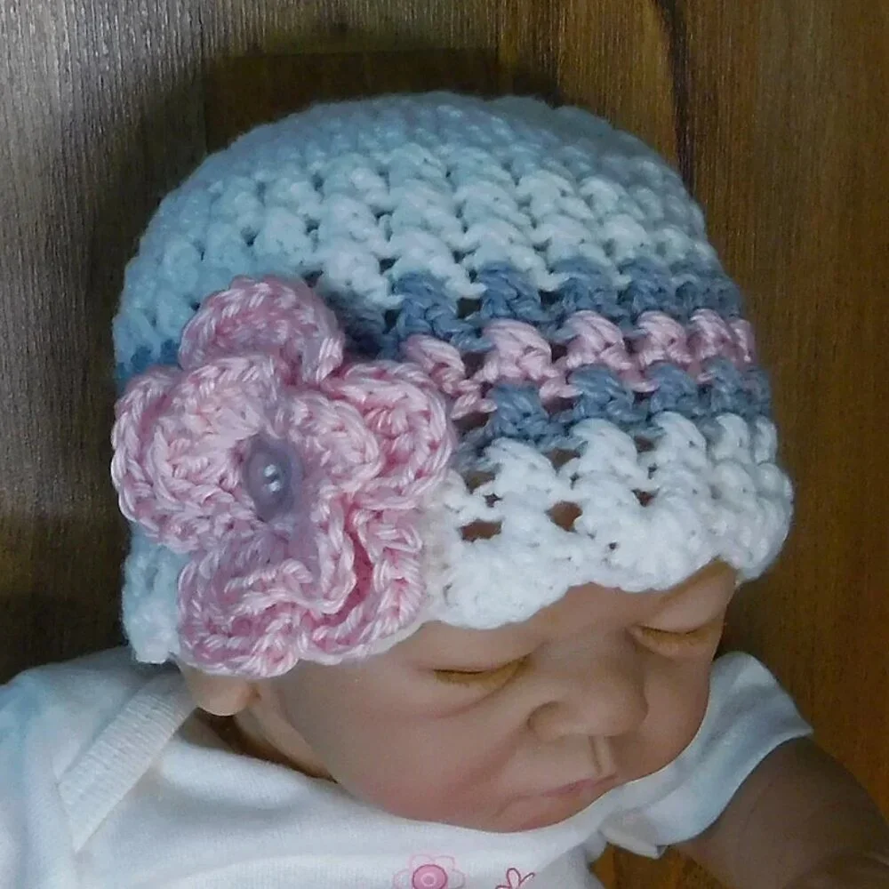 Crochet Baby Hat, Handmade Baby Hat, Infant Hat, Baby Shower Gift, Flower Hat